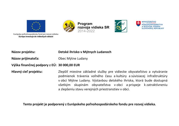 Detské ihrisko v Mýtnych Ludanoch