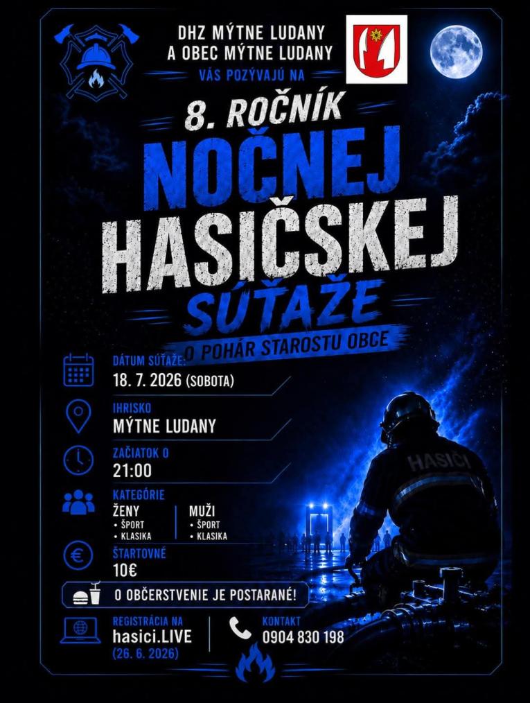 Plagát - 8.&nbsp;ročník Nočnej hasičskej súťaže